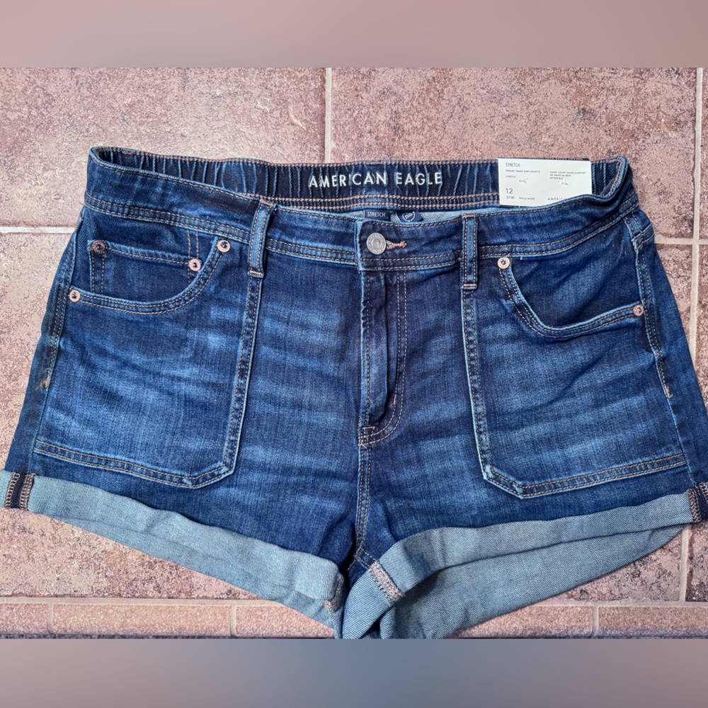 NEW AE Dreamy Drape Stretch Denim Shorts